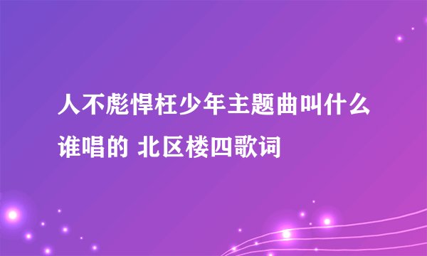 人不彪悍枉少年主题曲叫什么谁唱的 北区楼四歌词