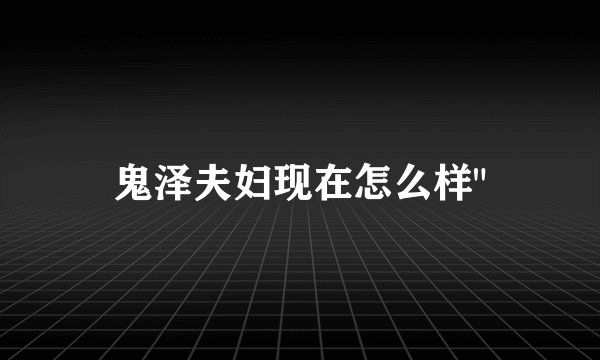 鬼泽夫妇现在怎么样