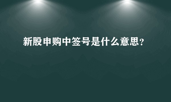 新股申购中签号是什么意思?