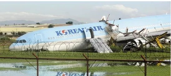 一架韩国客机在菲律宾机场失控后发生事故,机体受损严重,目前情况如何?