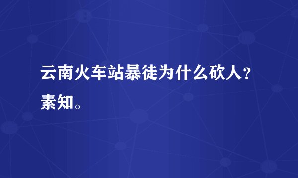 云南火车站暴徒为什么砍人？素知。