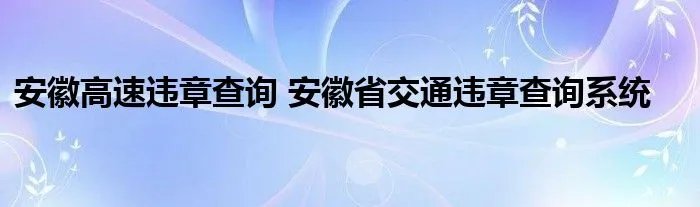 安徽高速违章查询 安徽省交通违章查询系统