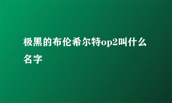 极黑的布伦希尔特op2叫什么名字
