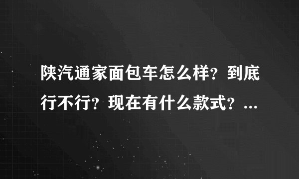 陕汽通家面包车怎么样？到底行不行？现在有什么款式？价位多少？