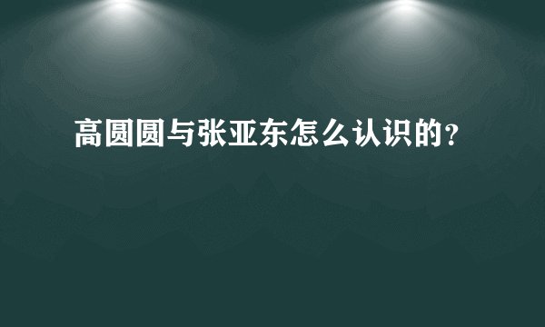 高圆圆与张亚东怎么认识的？