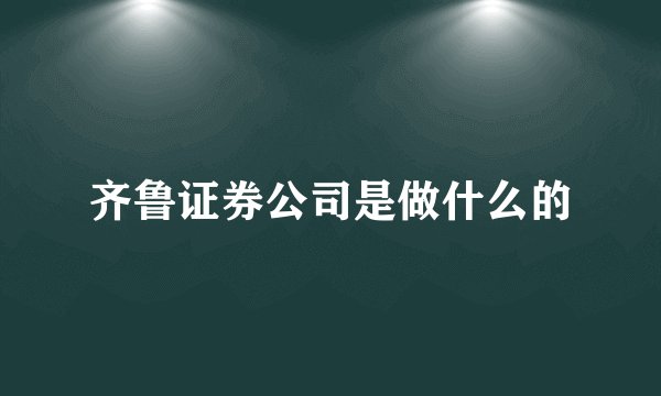 齐鲁证券公司是做什么的
