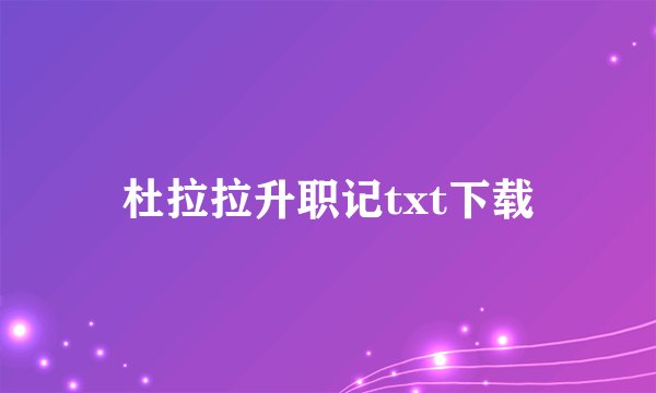 杜拉拉升职记txt下载