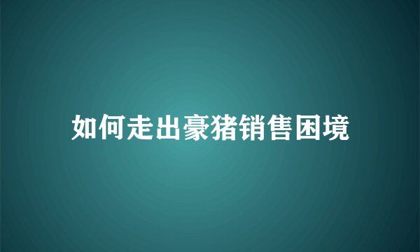 如何走出豪猪销售困境