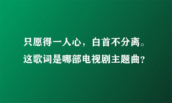 只愿得一人心，白首不分离。这歌词是哪部电视剧主题曲？