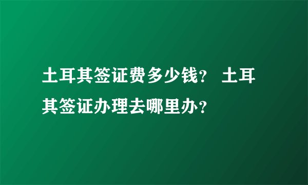 土耳其签证费多少钱？ 土耳其签证办理去哪里办？