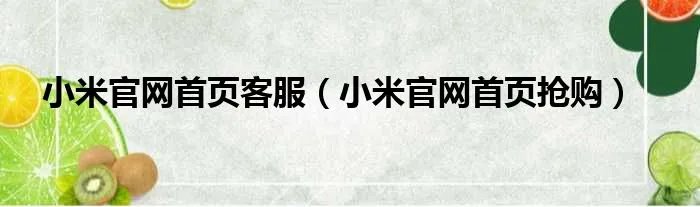 小米官网首页客服（小米官网首页抢购）