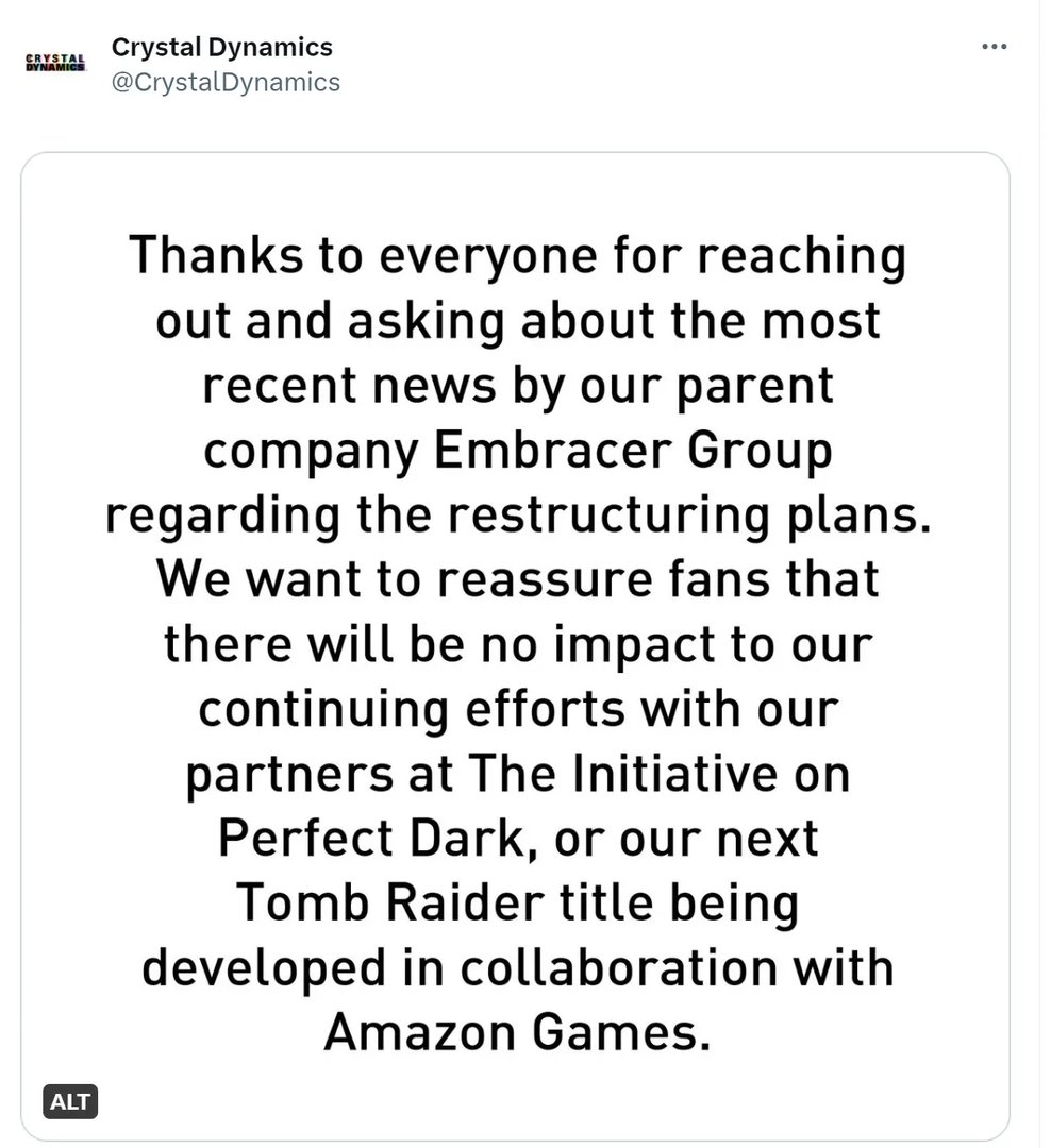 《古墓丽影》母公司将进行裁员和重组 但《古墓丽影》游戏不受影响