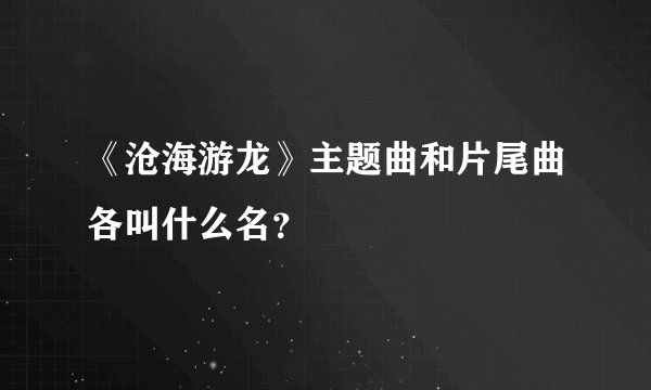 《沧海游龙》主题曲和片尾曲各叫什么名?