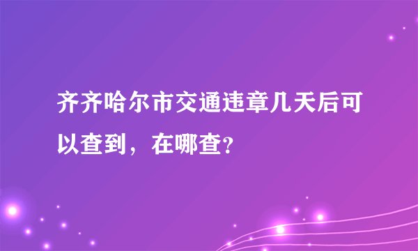 齐齐哈尔市交通违章几天后可以查到，在哪查？