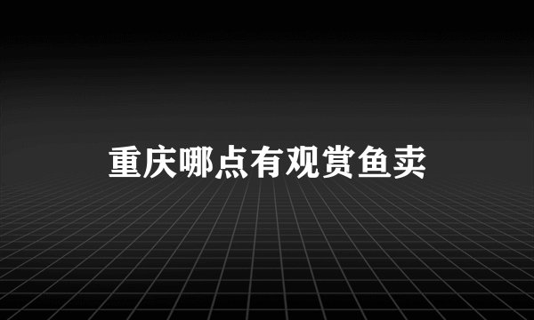 重庆哪点有观赏鱼卖
