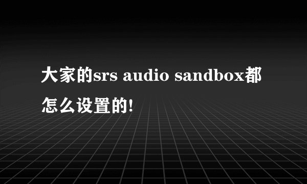大家的srs audio sandbox都怎么设置的!