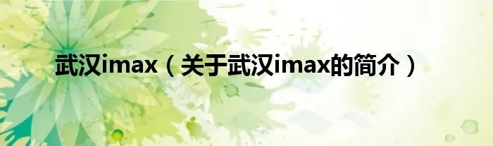 武汉imax（关于武汉imax的简介）