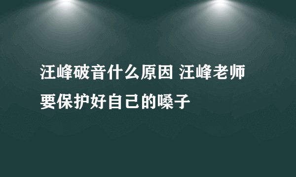 汪峰破音什么原因 汪峰老师要保护好自己的嗓子