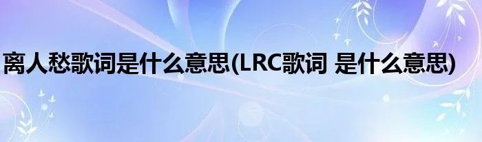 离人愁歌词是什么意思(LRC歌词 是什么意思)