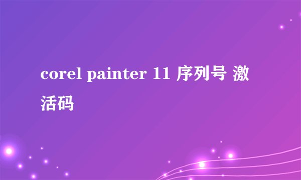 corel painter 11 序列号 激活码