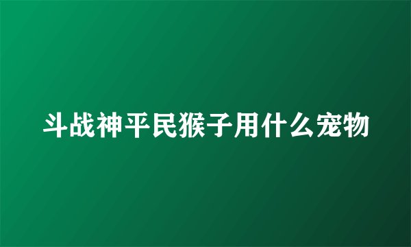 斗战神平民猴子用什么宠物