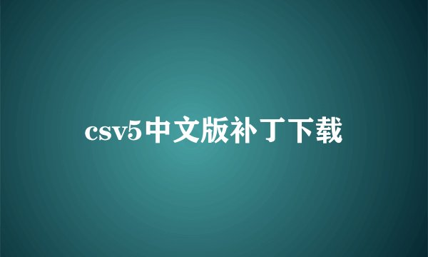csv5中文版补丁下载