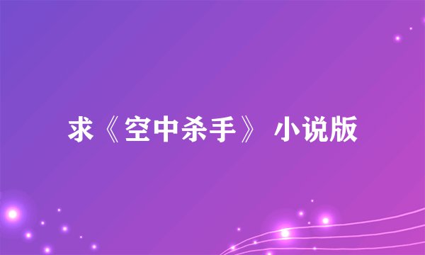 求《空中杀手》 小说版