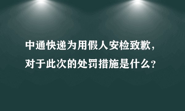 中通快递为用假人安检致歉，对于此次的处罚措施是什么？