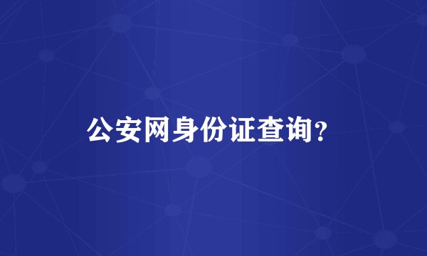 公安网身份证查询？