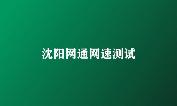 沈阳网通网速测试