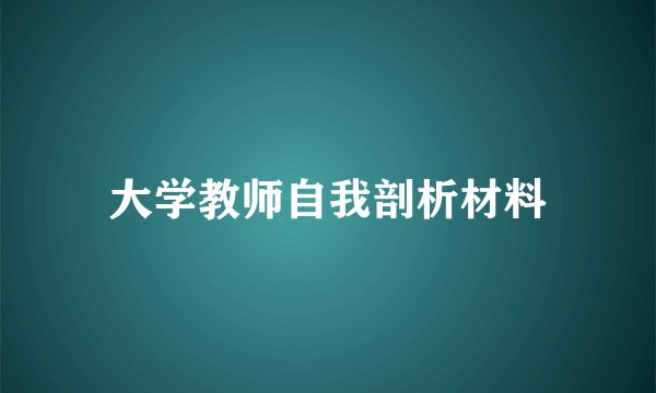 大学教师自我剖析材料