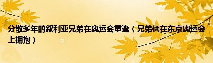 分散多年的叙利亚兄弟在奥运会重逢（兄弟俩在东京奥运会上拥抱）