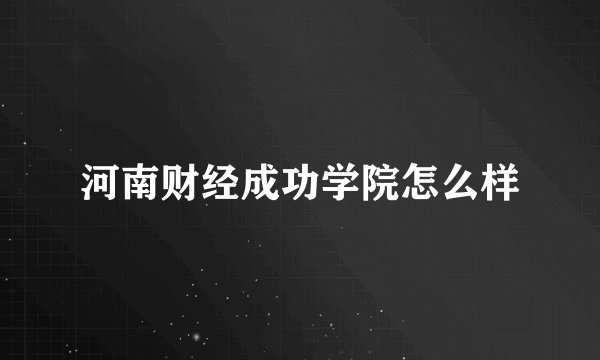 河南财经成功学院怎么样