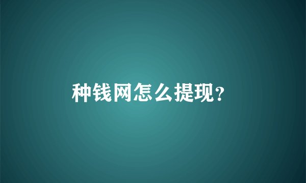 种钱网怎么提现？