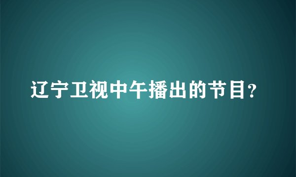 辽宁卫视中午播出的节目？