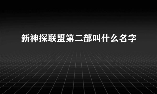 新神探联盟第二部叫什么名字