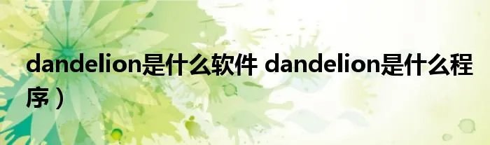dandelion是什么软件 dandelion是什么程序)