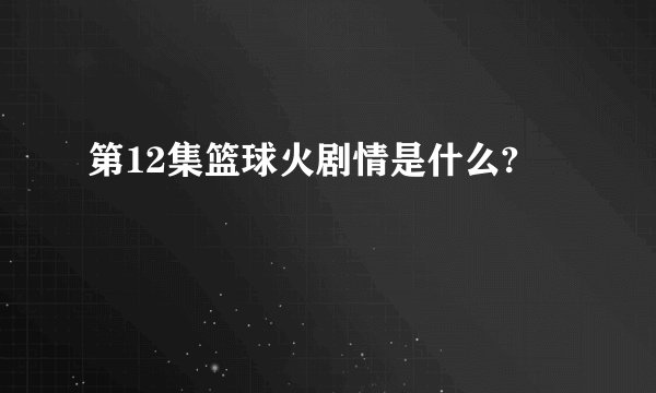 第12集篮球火剧情是什么?