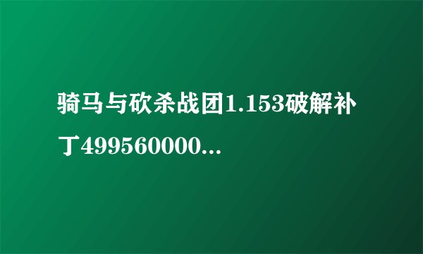 骑马与砍杀战团1.153破解补丁499560000 跪求各位大侠