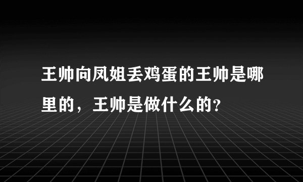 王帅向凤姐丢鸡蛋的王帅是哪里的，王帅是做什么的？