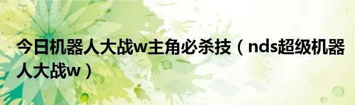 今日机器人大战w主角必杀技（nds超级机器人大战w）