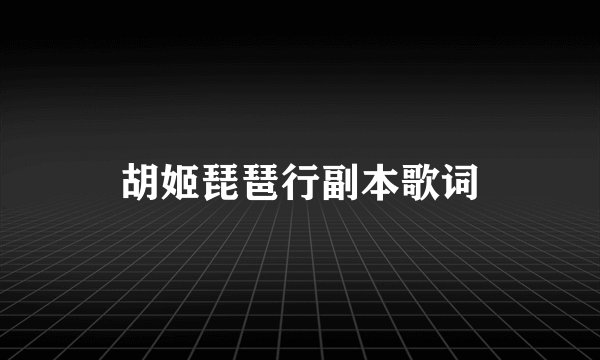胡姬琵琶行副本歌词