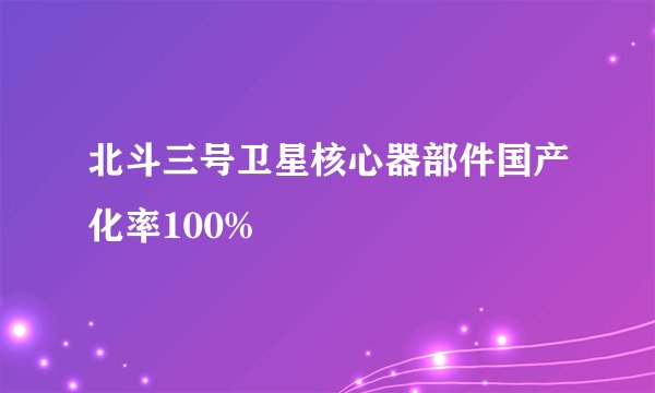 北斗三号卫星核心器部件国产化率100%