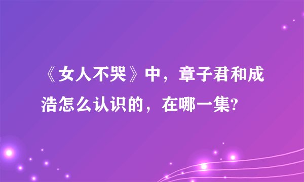 《女人不哭》中，章子君和成浩怎么认识的，在哪一集?