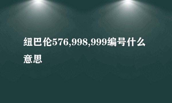 纽巴伦576,998,999编号什么意思