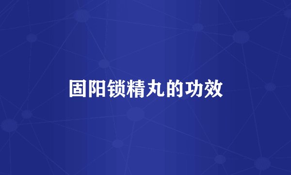 固阳锁精丸的功效
