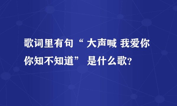 歌词里有句“ 大声喊 我爱你 你知不知道” 是什么歌？