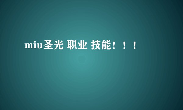 miu圣光 职业 技能！！！