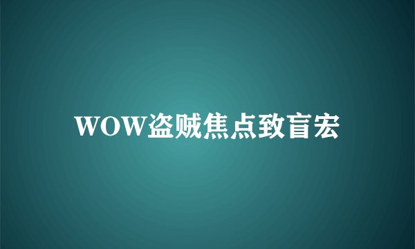 WOW盗贼焦点致盲宏