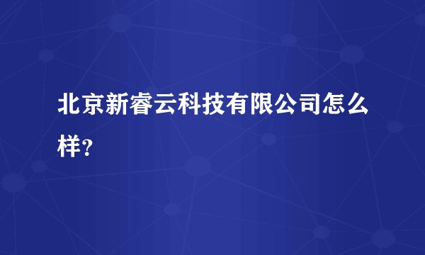 北京新睿云科技有限公司怎么样？